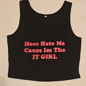 Black Tank Top with Red Text